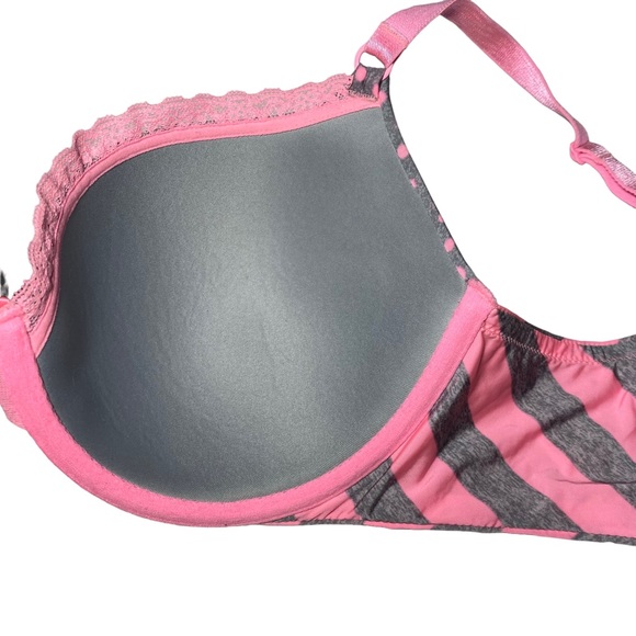 Victorias Secret Lined Demi Underwire Bra in Gray with Pink Polka Dots / 32DD - Picture 5 of 7